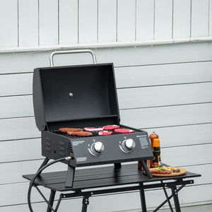 Outsunny 2 Burner Propane Gas Grill Outdoor Portable Tabletop BBQ