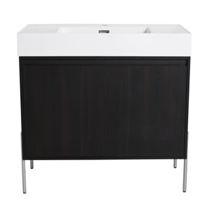 Freestanding Bathroom Vanity With Resin Sink And Storage Cabinet
