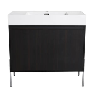 Freestanding Bathroom Vanity With Resin Sink And Storage Cabinet