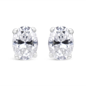 14K White Gold 1.00 Cttw Lab Grown Oval Solitaire Diamond Stud Earrings (F-G Color, VS2-SI1 Clarity)