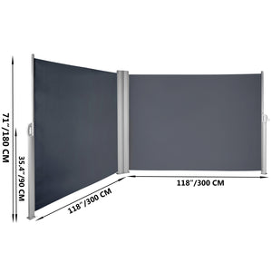 Retractable Side Awning 71" x 236" Full Aluminum Rust-Proof Patio Screen