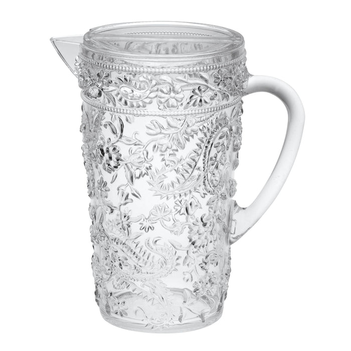 Unbreakable Plastic Water Pitcher with Lid and Spout - White