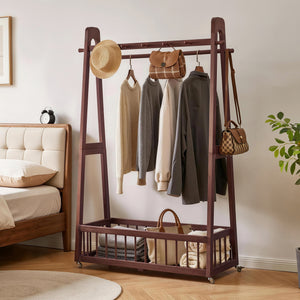Solid Wood Freestanding Clothing Garment Rack