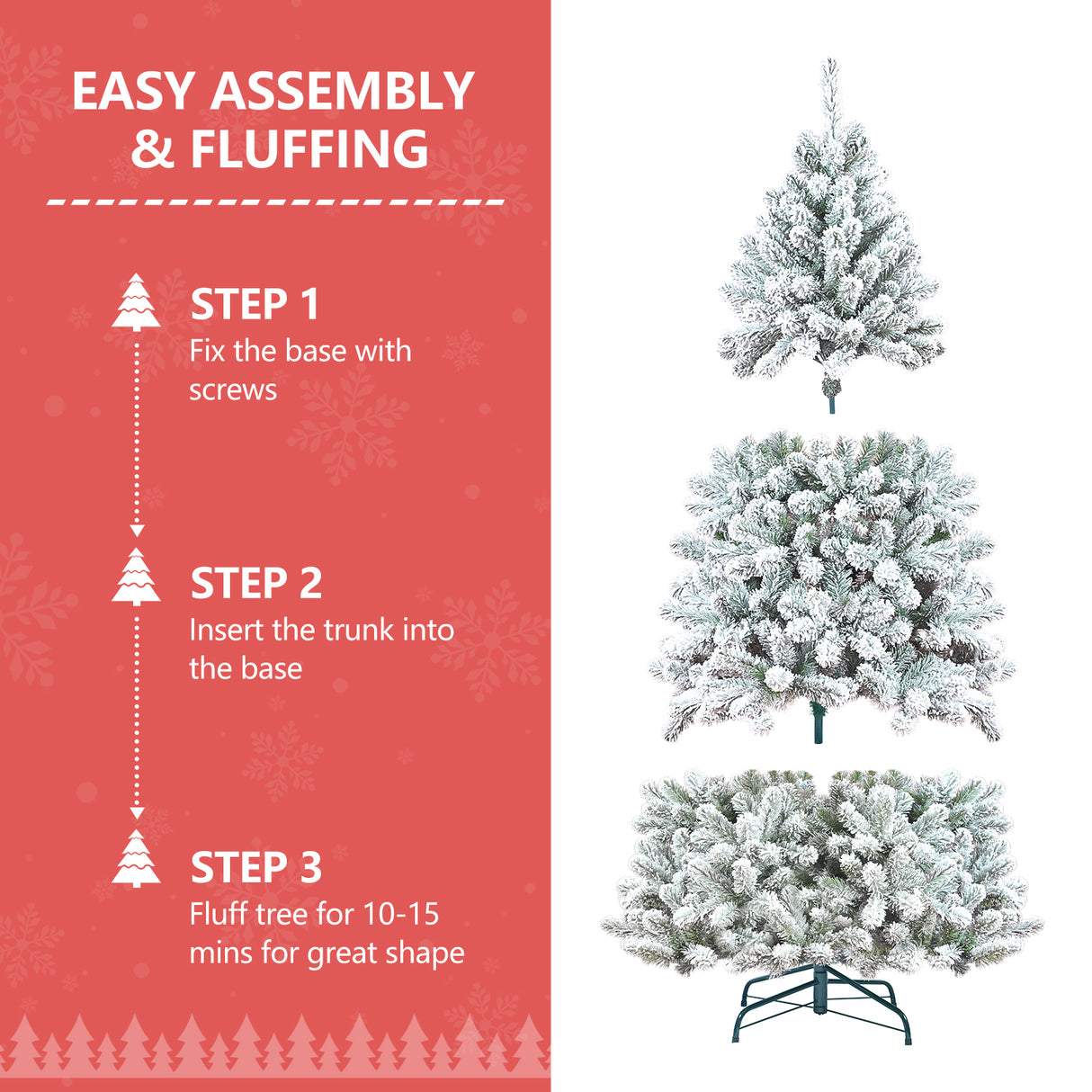 6FT Flocked Christmas Tree with Pine Cones