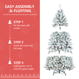 6FT Flocked Christmas Tree with Pine Cones