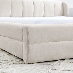 Modern Upholstered Bed Frame With Thick Fabric And Headboard