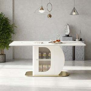 Dining Table For 4 - 6 People, Storage Shelf - White