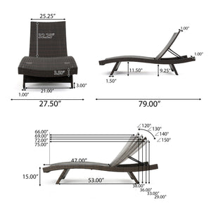 Mysticism Outdoor Chaise Lounge With Adjustable Backrest And Foldable Legs - Brown Multi - Best Buy Furniture
