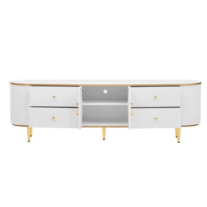 Modern TV Stand For TVs Up To 80", Entertainment Center With 4 Drawers And 1 Cabinet, Wood TV Console Table With And Handles For Living Room - White