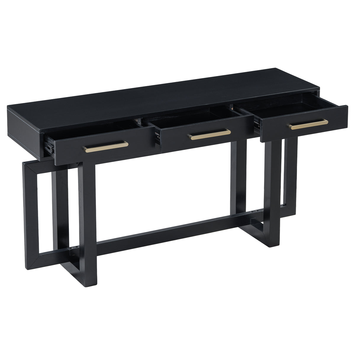 Elegant Console Table with Three Drawers - Black or Antique Gray