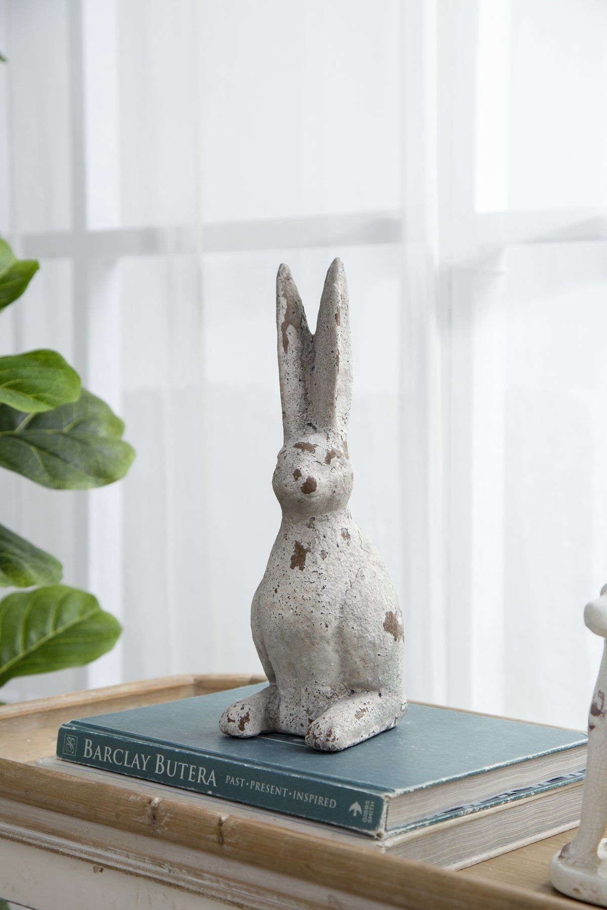 Weathered Cement Rabbit Statue
