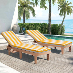2PCS Set Outdoor Lounge Chair Cushion Replacement - Yellow/White