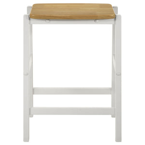 Prager - 3 Piece Kitchen Island Counter Table Set With Overhead Rack And Backless Stools - White