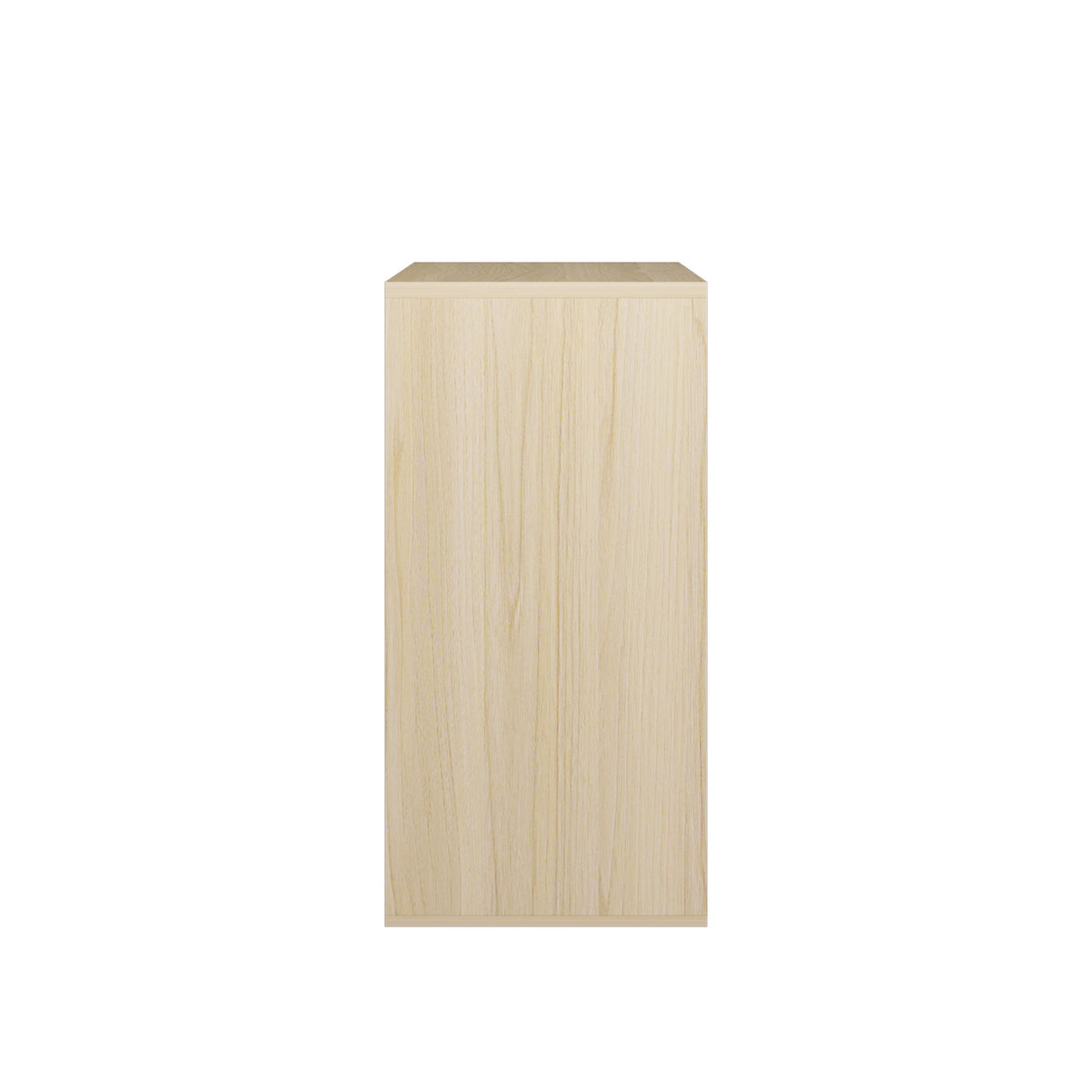 Storage Cabinet With Sliding Doors, 2 Tier Open And Closed Shelves Organizer - Natural / White