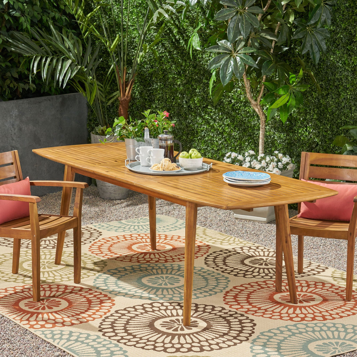 Placidity - Outdoor Expandable Dining Table With Slatted Tabletop And Tapered Legs - Best Buy Furniture