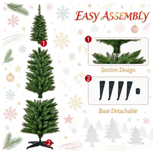 6 FT Pre-Lit Slim Noble Fir Pencil Christmas Tree, 390 Branch Tips, Warm White LED