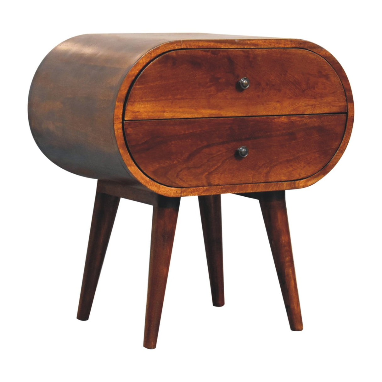 Solid Wood Large Chestnut Circular Bedside Table