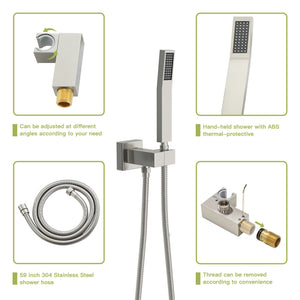 Modern Shower System With Waterfall Tub Spout, 12" Ceiling Mount Square Shower
