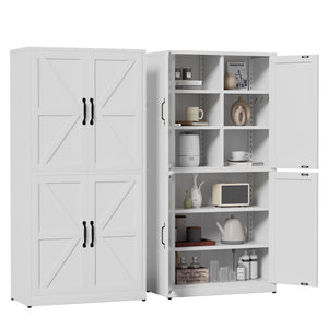 Kitchen Pantry Cabinet With Adjustable Shelves, Heavy Duty Storage - White