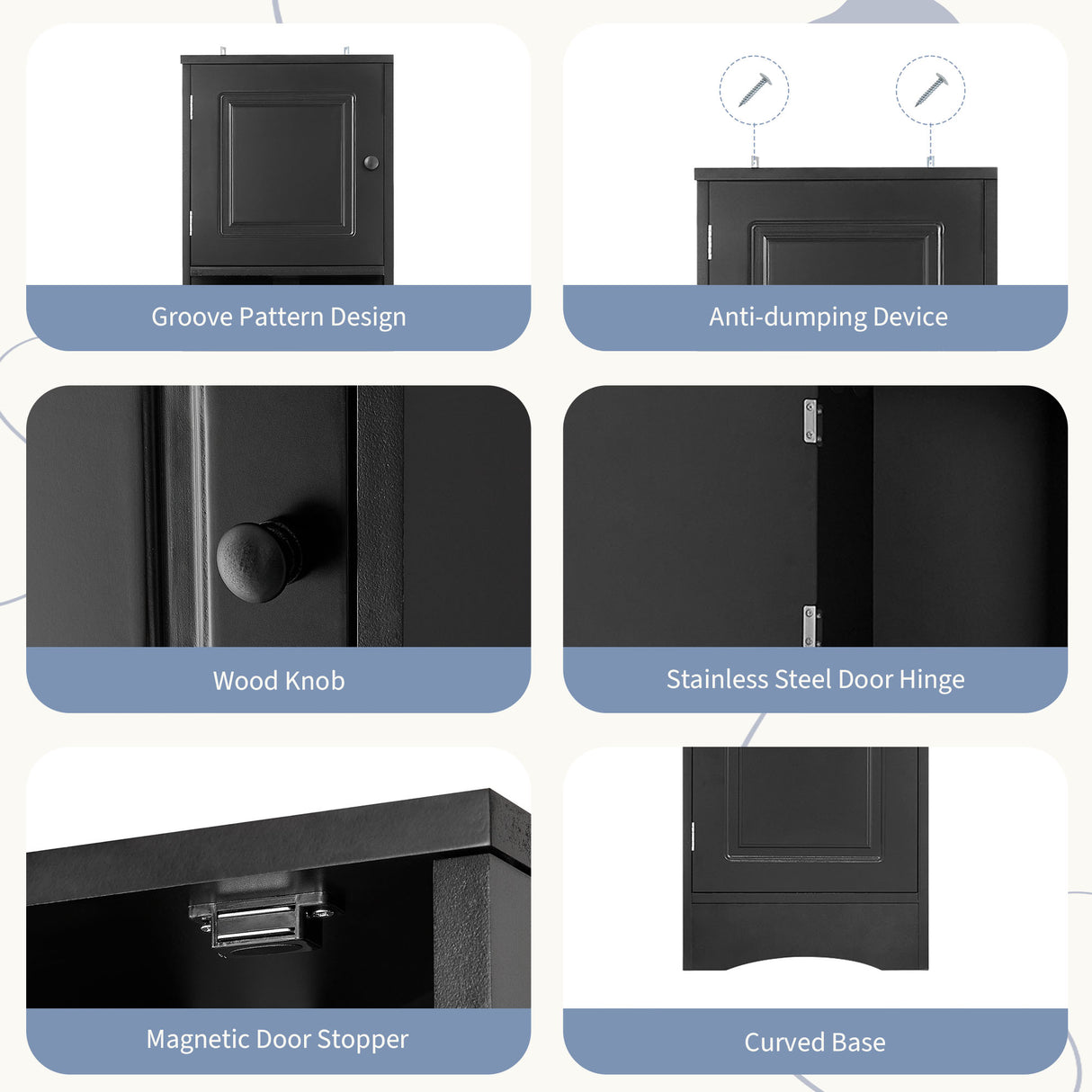 Multi-Functional Corner Cabinet Tall Bathroom Storage Cabinet with Two Doors and Adjustable Shelves, Open Shelf