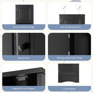 Multi-Functional Corner Cabinet Tall Bathroom Storage Cabinet with Two Doors and Adjustable Shelves, Open Shelf