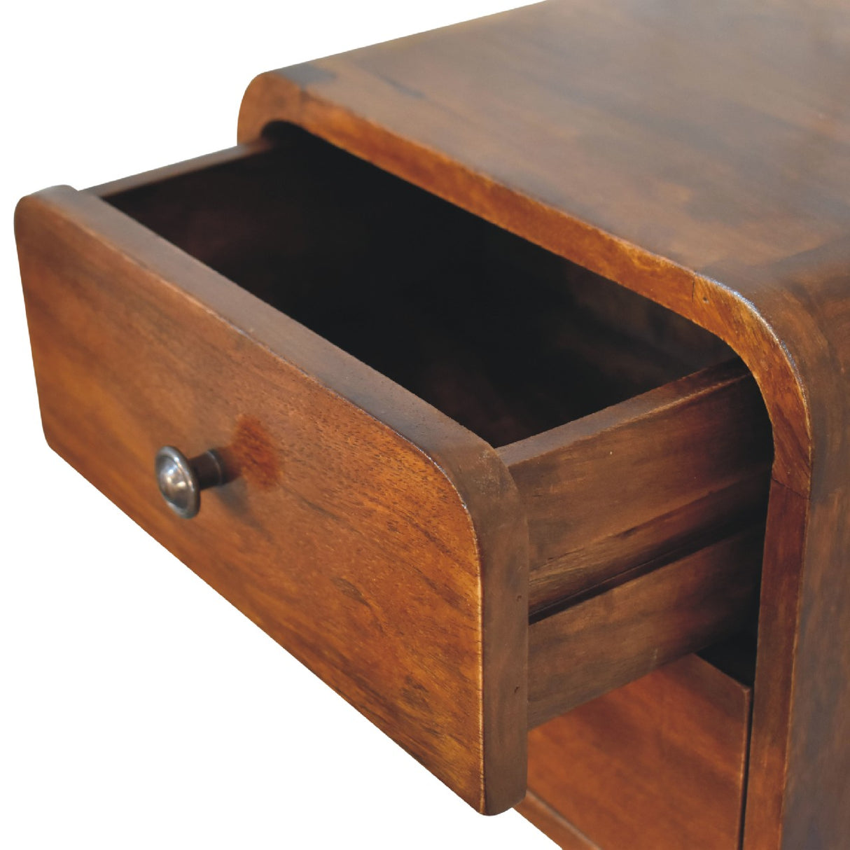 Solid Wood Floating Mini Nightstand, 2-Drawers, Chestnut