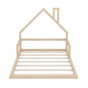 Elegant Floor Bed With House Shaped Headboard