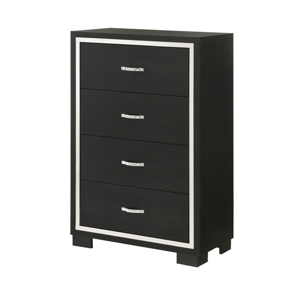 4 Drawer Bedroom Chest With Handles Furniture - Black