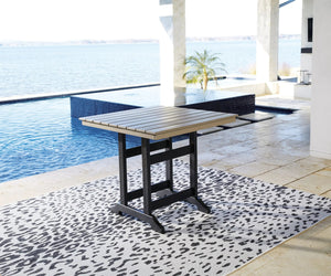 Fairen Trail - Square Counter TBL w/Umb OPT - Black / Driftwood - Best Buy Furniture