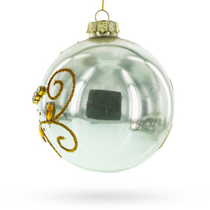 Jeweled Flowers Glass Ball Christmas Ornament