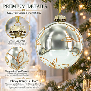 Fabric Flowers on Glass Ball Artistic Glass Christmas Ornaments Ornament
