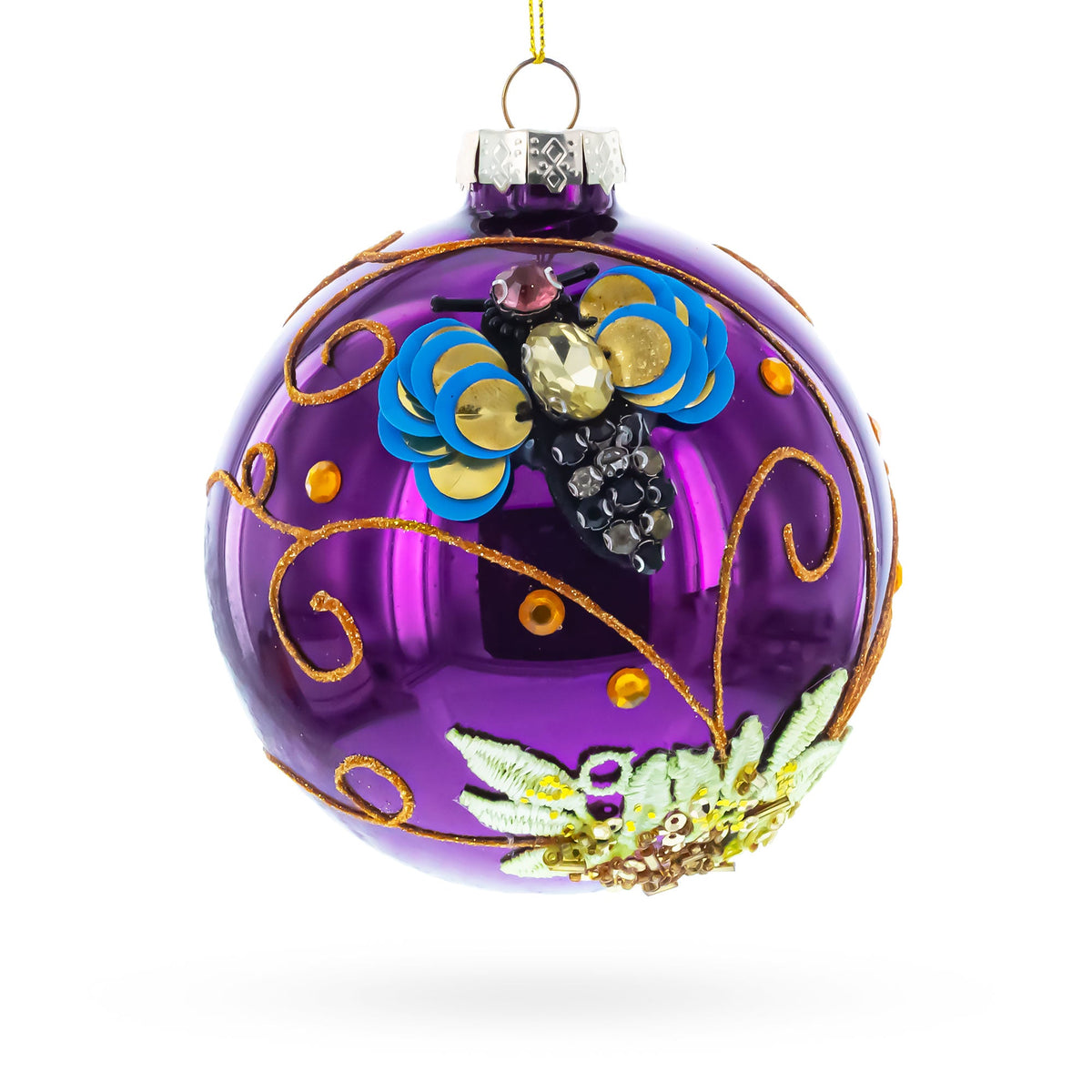 Purple Jewel Butterfly Glass Ball Christmas Ornament