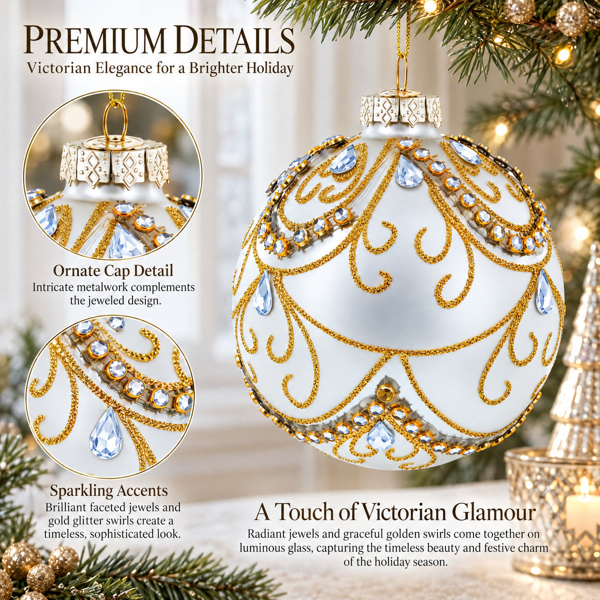 Victorian Jewels Glass Ball Christmas Ornament