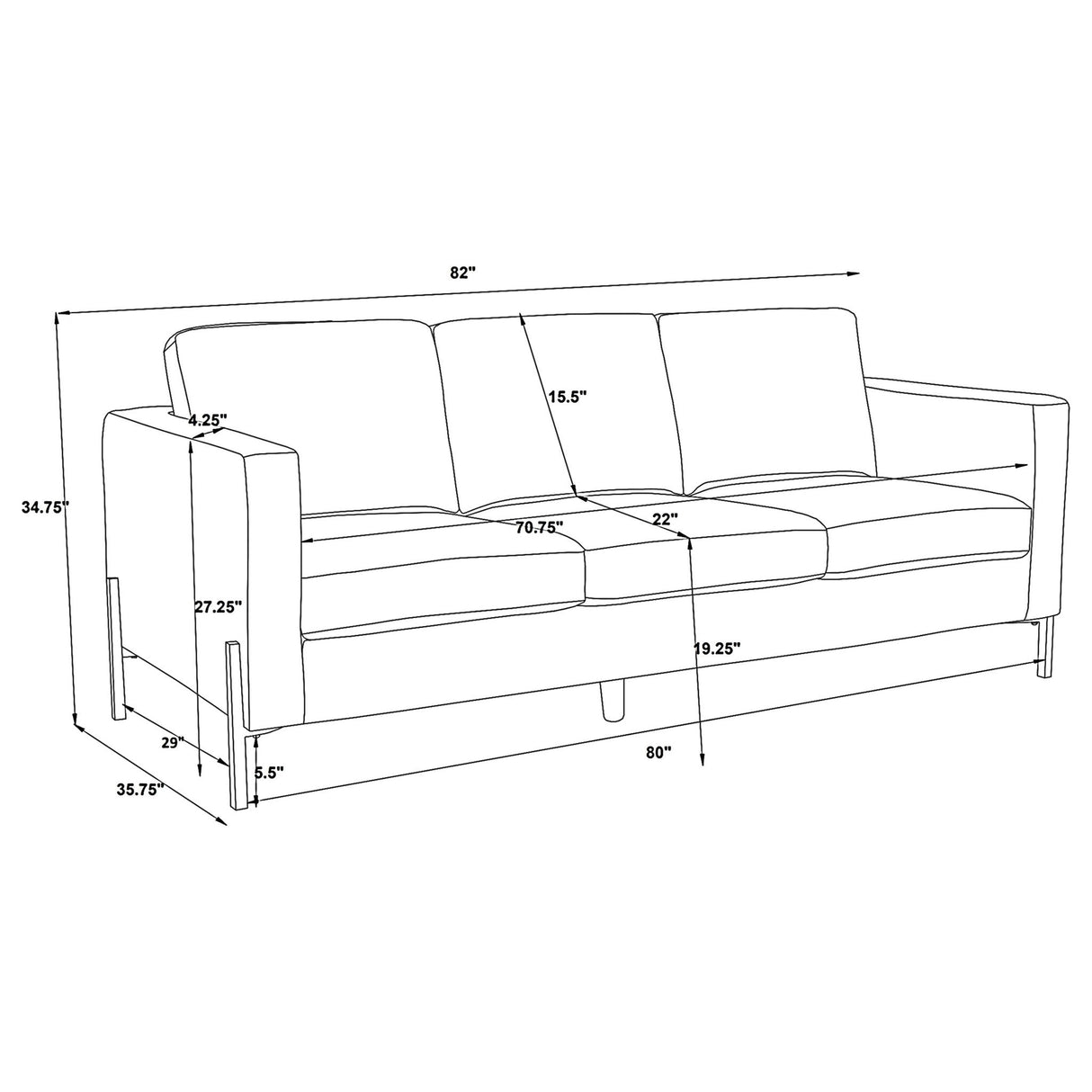 Tilly - Track Arm Sofa - Oatmeal