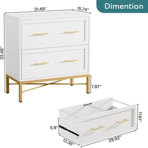 2 Drawer Lateral File Cabinet With Anti Tilt Safety, Filing Storage For Letter / Legal / A4 Files - White