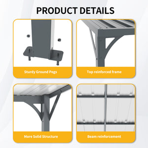 Outdoor Pergola 8' x 10' Metal Inclined Roof