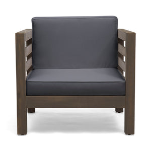 Outdoor Acacia Wood Patio Chair With Fabric Cushion