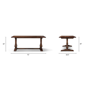 Whitmore 72-Inch Trestle Dining Table, Dark Brown Reclaimed Pine