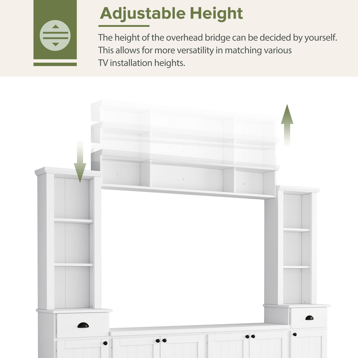 Minimalist Entertainment Wall Unit Set With Bridge For TVs Up To 75"
