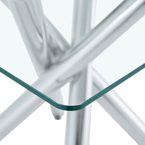 Modern Electroplated Metal Leg Bar Table with Tempered Glass Top