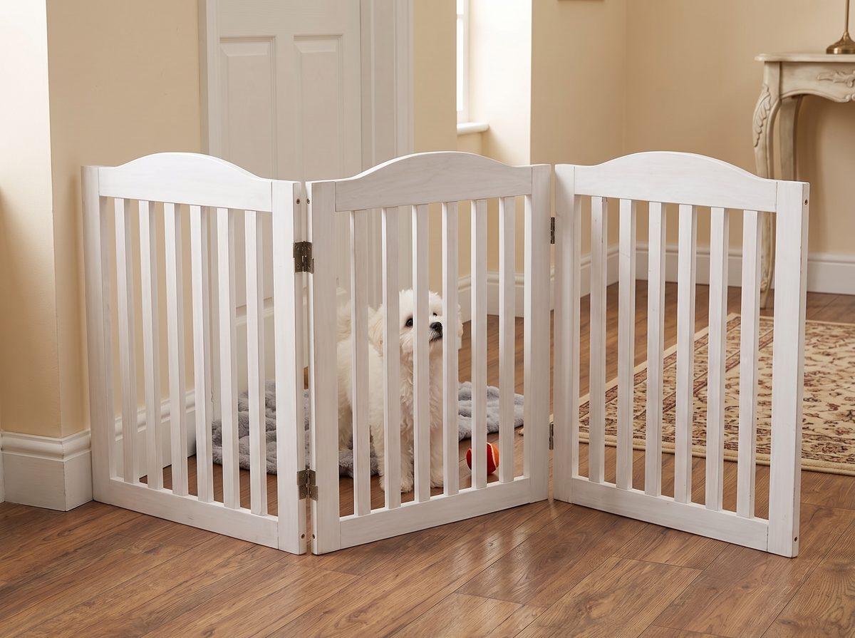 Wooden Freestanding Foldable Pet Gate for Dogs