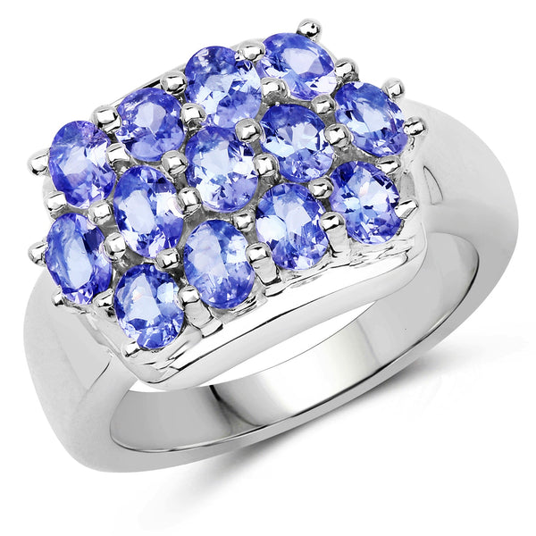 2.21 Carat Genuine Tanzanite .925 Sterling Silver Ring