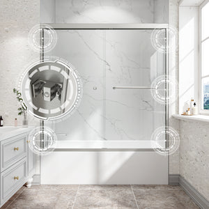 55-60" W x 60" H Brushed Nickel Double Bypass Sliding Shower Door