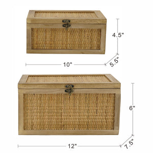 Set of 2 Woven Rattan Decorative Boxes