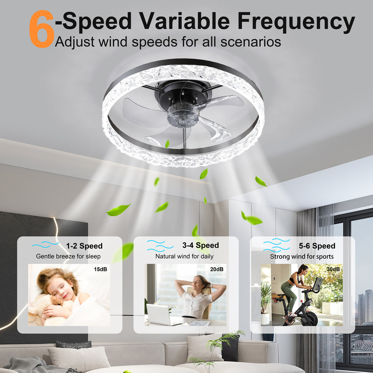 19.7" Ceiling Fan with Dimmable LED Light and Remote & App Control