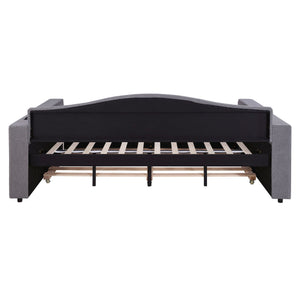 Upholstered Daybed With Storage Armrests, Trundle And Latest Integrated tooth Audio System
