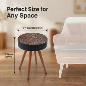 Round Coffee Table With Carved Top For Living Room
