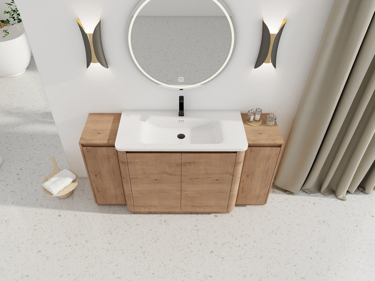 64'' Freestanding Bathroom Vanity with Ceramic Sink - Plywood