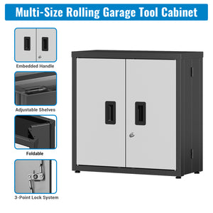 Metal Tool Garage Storage Cabinet with 2 Doors and Lock