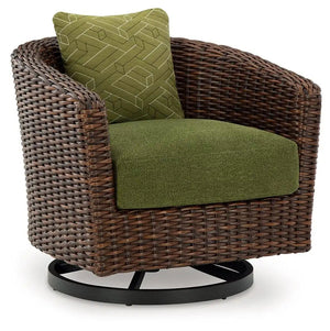 Horizon Hall - Swivel Lounge With Cushion - Brown / Green - Best Buy Furniture